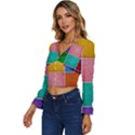 Colorful Squares, Abstract, Art, Background Long Sleeve V-Neck Top View2