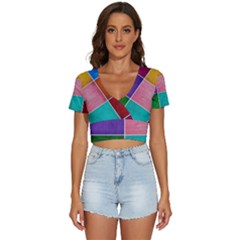 Colorful Squares, Abstract, Art, Background V-neck Crop Top by nateshop