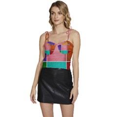 Colorful Squares, Abstract, Art, Background Flowy Camisole Tie Up Top by nateshop