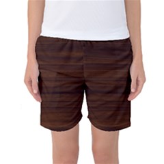 Dark Brown Wood Texture, Cherry Wood Texture, Wooden Women s Basketball Shorts by nateshop