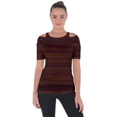 Dark Brown Wood Texture, Cherry Wood Texture, Wooden Shoulder Cut Out Short Sleeve Top by nateshop