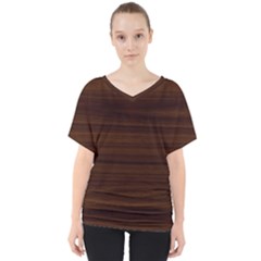 Dark Brown Wood Texture, Cherry Wood Texture, Wooden V-neck Dolman Drape Top by nateshop