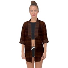 Dark Brown Wood Texture, Cherry Wood Texture, Wooden Open Front Chiffon Kimono by nateshop