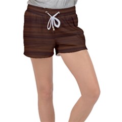 Dark Brown Wood Texture, Cherry Wood Texture, Wooden Women s Velour Lounge Shorts by nateshop