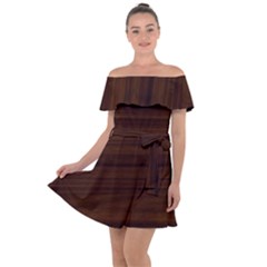 Dark Brown Wood Texture, Cherry Wood Texture, Wooden Off Shoulder Velour Dress