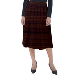 Dark Brown Wood Texture, Cherry Wood Texture, Wooden Classic Velour Midi Skirt 