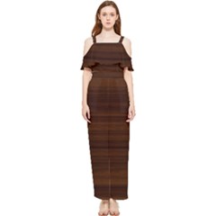 Dark Brown Wood Texture, Cherry Wood Texture, Wooden Draped Sleeveless Chiffon Jumpsuit by nateshop