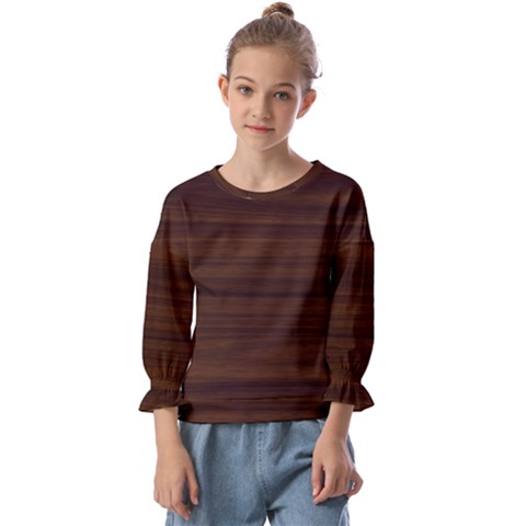 Dark Brown Wood Texture, Cherry Wood Texture, Wooden Kids  Cuff Sleeve Top by nateshop