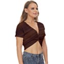 Dark Brown Wood Texture, Cherry Wood Texture, Wooden Twist Front Crop Top View3