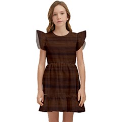 Dark Brown Wood Texture, Cherry Wood Texture, Wooden Kids  Winged Sleeve Dress