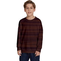 Dark Brown Wood Texture, Cherry Wood Texture, Wooden Kids  Crewneck Sweatshirt by nateshop