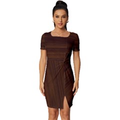 Dark Brown Wood Texture, Cherry Wood Texture, Wooden Fitted Knot Split End Bodycon Dress by nateshop