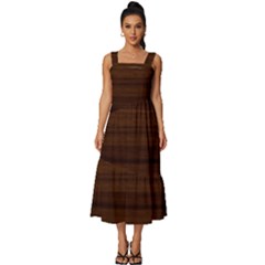 Dark Brown Wood Texture, Cherry Wood Texture, Wooden Square Neckline Tiered Midi Dress by nateshop