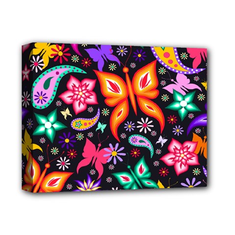 Floral Butterflies Deluxe Canvas 14  X 11  (stretched) by nateshop