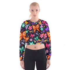 Floral Butterflies Cropped Sweatshirt