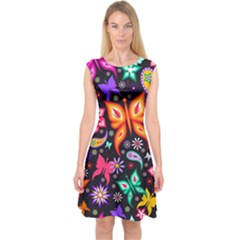 Floral Butterflies Capsleeve Midi Dress by nateshop