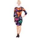 Floral Butterflies Quarter Sleeve Hood Bodycon Dress View2