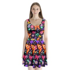 Floral Butterflies Split Back Mini Dress 