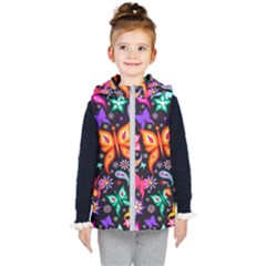 Floral Butterflies Kids  Hooded Puffer Vest by nateshop