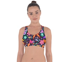 Floral Butterflies Cross String Back Sports Bra