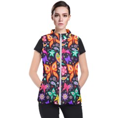 Floral Butterflies Women s Puffer Vest