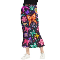 Floral Butterflies Maxi Fishtail Chiffon Skirt by nateshop