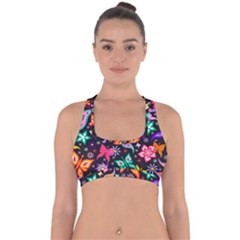 Floral Butterflies Cross Back Hipster Bikini Top  by nateshop