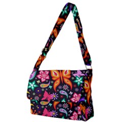 Floral Butterflies Full Print Messenger Bag (l) by nateshop