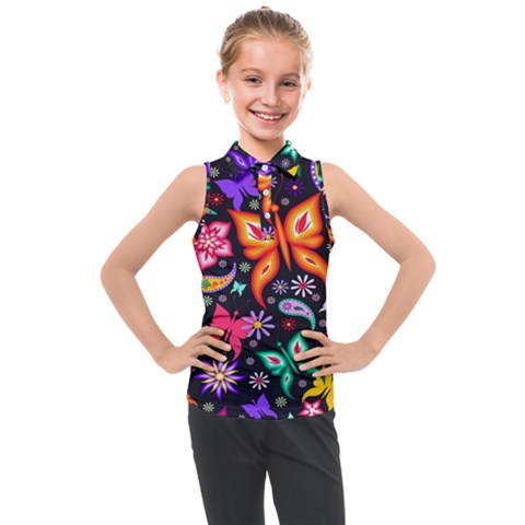 Floral Butterflies Kids  Sleeveless Polo T-shirt by nateshop