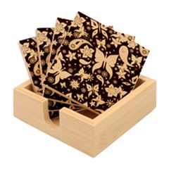 Floral Butterflies Bamboo Coaster Set