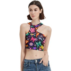 Floral Butterflies Cut Out Top by nateshop