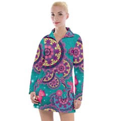 Floral Pattern, Abstract, Colorful, Flow Women s Long Sleeve Casual Dress by nateshop