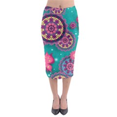 Floral Pattern, Abstract, Colorful, Flow Midi Pencil Skirt by nateshop