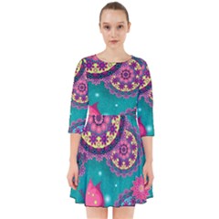 Floral Pattern, Abstract, Colorful, Flow Smock Dress by nateshop