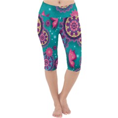 Floral Pattern, Abstract, Colorful, Flow Lightweight Velour Cropped Yoga Leggings by nateshop