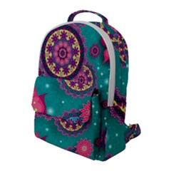 Floral Pattern, Abstract, Colorful, Flow Flap Pocket Backpack (large)