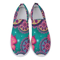 Floral Pattern, Abstract, Colorful, Flow Women s Slip On Sneakers by nateshop