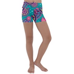 Floral Pattern, Abstract, Colorful, Flow Kids  Lightweight Velour Yoga Shorts by nateshop