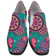 Floral Pattern, Abstract, Colorful, Flow Women Slip On Heel Loafers by nateshop