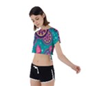 Floral Pattern, Abstract, Colorful, Flow Tie Back Short Sleeve Crop T-Shirt View2