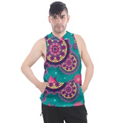 Floral Pattern, Abstract, Colorful, Flow Men s Sleeveless Hoodie