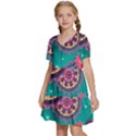 Floral Pattern, Abstract, Colorful, Flow Kids  Short Sleeve Tiered Mini Dress View2