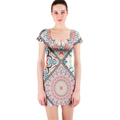 Flowers Pattern, Abstract, Art, Colorful Short Sleeve Bodycon Dress by nateshop