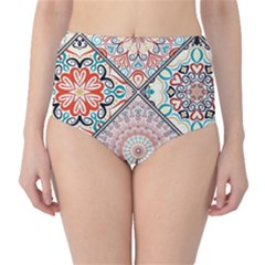 Flowers Pattern, Abstract, Art, Colorful Classic High-waist Bikini Bottoms by nateshop