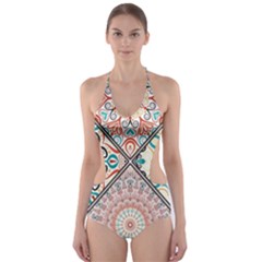 Flowers Pattern, Abstract, Art, Colorful Cut-out One Piece Swimsuit by nateshop