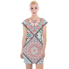 Flowers Pattern, Abstract, Art, Colorful Cap Sleeve Bodycon Dress by nateshop