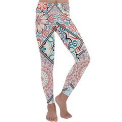 Flowers Pattern, Abstract, Art, Colorful Kids  Lightweight Velour Classic Yoga Leggings