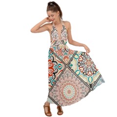 Flowers Pattern, Abstract, Art, Colorful Backless Maxi Beach Dress by nateshop