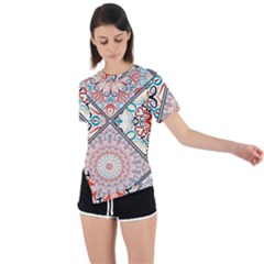 Flowers Pattern, Abstract, Art, Colorful Asymmetrical Short Sleeve Sports T-shirt