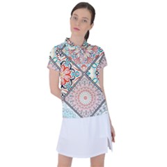 Flowers Pattern, Abstract, Art, Colorful Women s Polo T-shirt